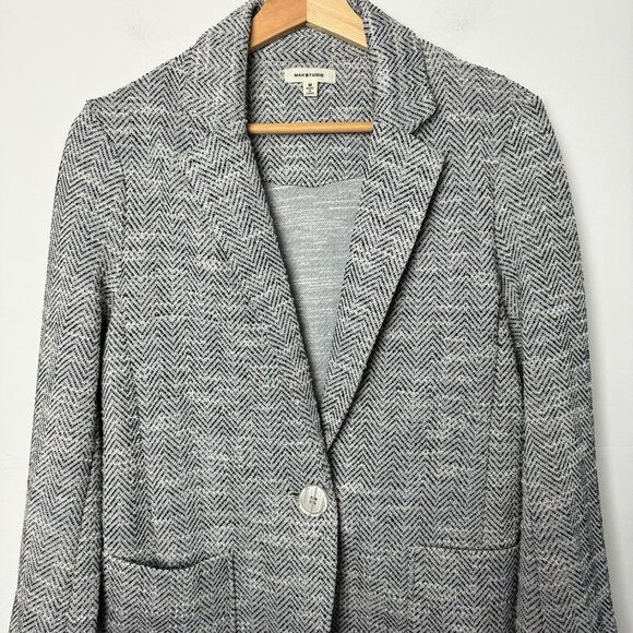 Max Studio Gray Blazer with Black Stitching Design Business Casual Size Medium - Picture 3 of 7